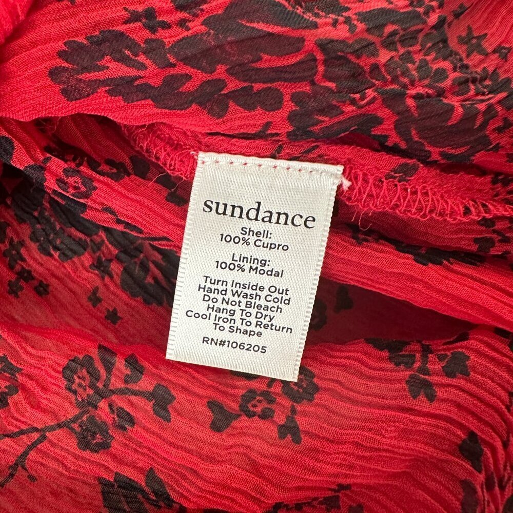 Sundance Elodie Red Black Floral Long Sleeve Tiered Blouse Women's SMALL *read* - Picture 4 of 6